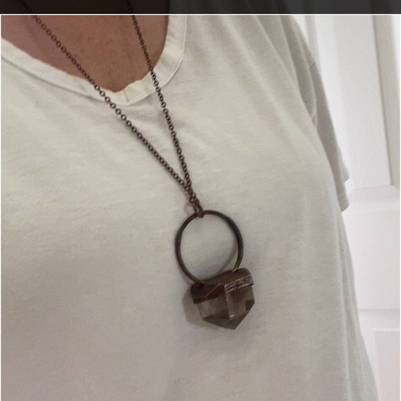 Foxlark handcrafted bold smoky quartz pendant necklace copper patina - Picture 6 of 6